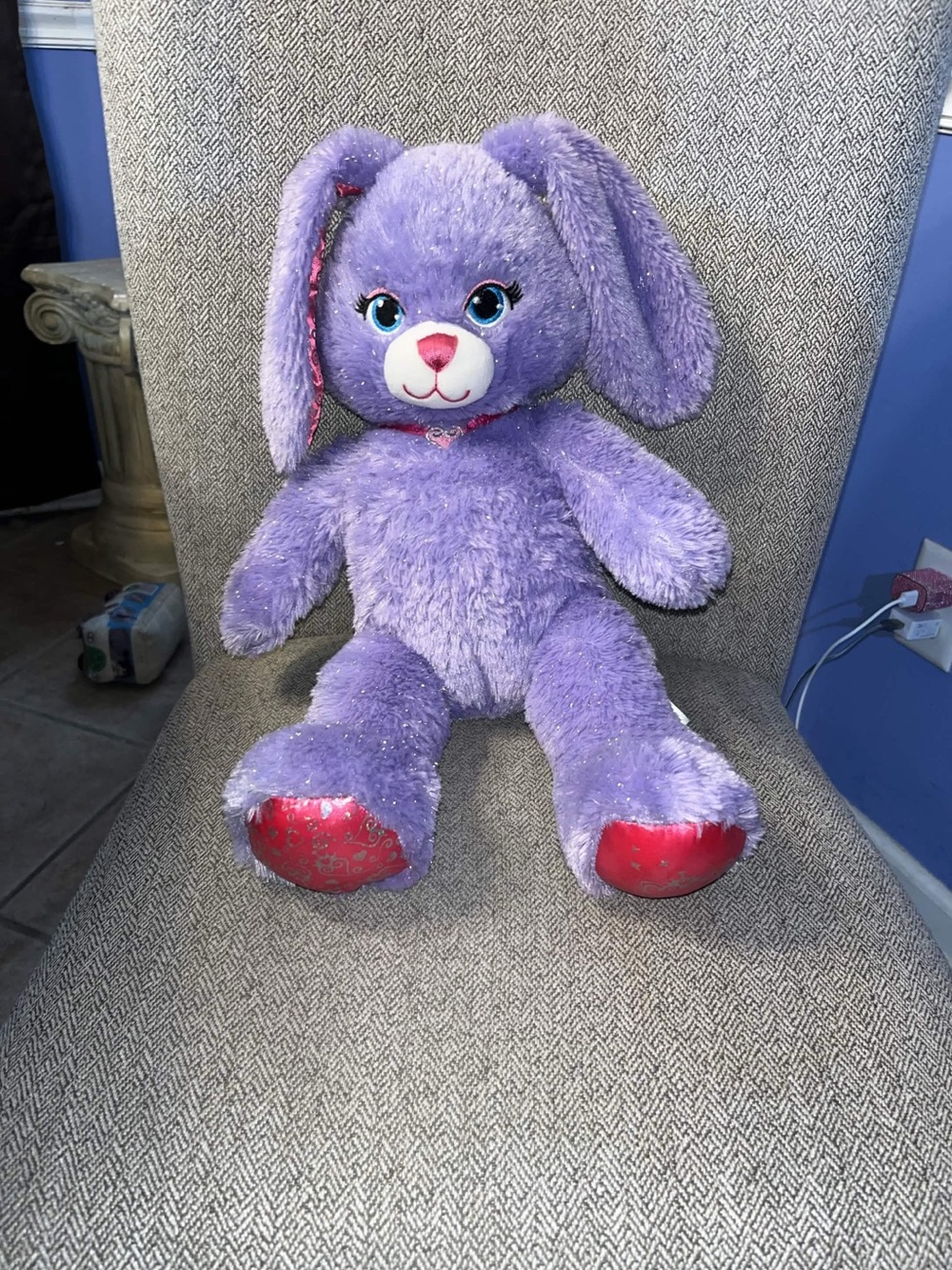 Build A Bear Pawrincess Easter Bunny Rabbit 16" Stuffed Plush Purple Princess